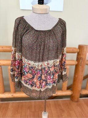 Fei Silk Mixed Floral Boho Peasant Blouse - sold at Anthropologie -  Size S